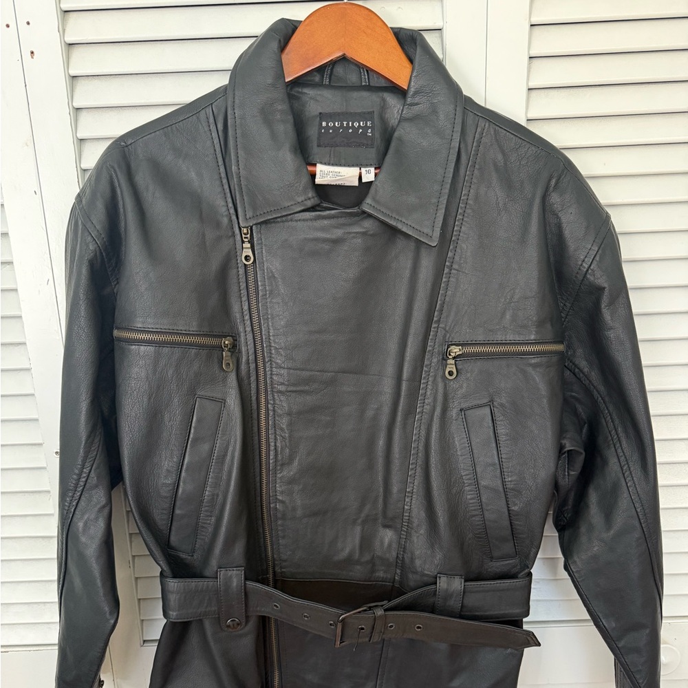 Boutique Black Leather Military Jacket for Men